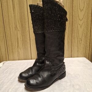 CORRAL Women's "Indie Spirit" Black Knee Genuin Leather Cut Out Boots Size 7.5M